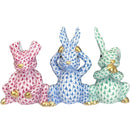 Herend The Three Wise Bunnies Fishnet Figurine