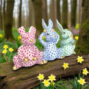Herend The Three Wise Bunnies Fishnet Figurine
