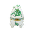 Herend Apponyi Green Egg-shaped Bonbonniere with Rabbits