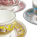 Wedgwood Florentine Turquoise Teacup and Saucer, Set of 6