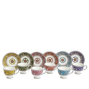 Wedgwood Florentine Turquoise Teacup and Saucer, Set of 6