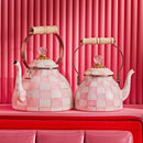 MacKenzie-Childs Rosy Check Enamel Tea Kettle - 2 Quart