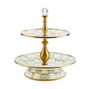 MacKenzie-Childs Sterling Check Two Tier Sweet Stand