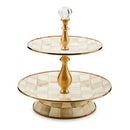 MacKenzie-Childs Mocha Check Two Tier Sweet Stand