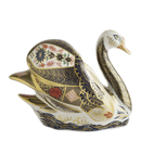 Royal Crown Derby Old Imari Solid Gold Band Swan Paperweight