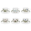 Portmeirion Botanic Garden Breakfast Cup and Saucer (Traditional Shape) with New Motifs Set of 6