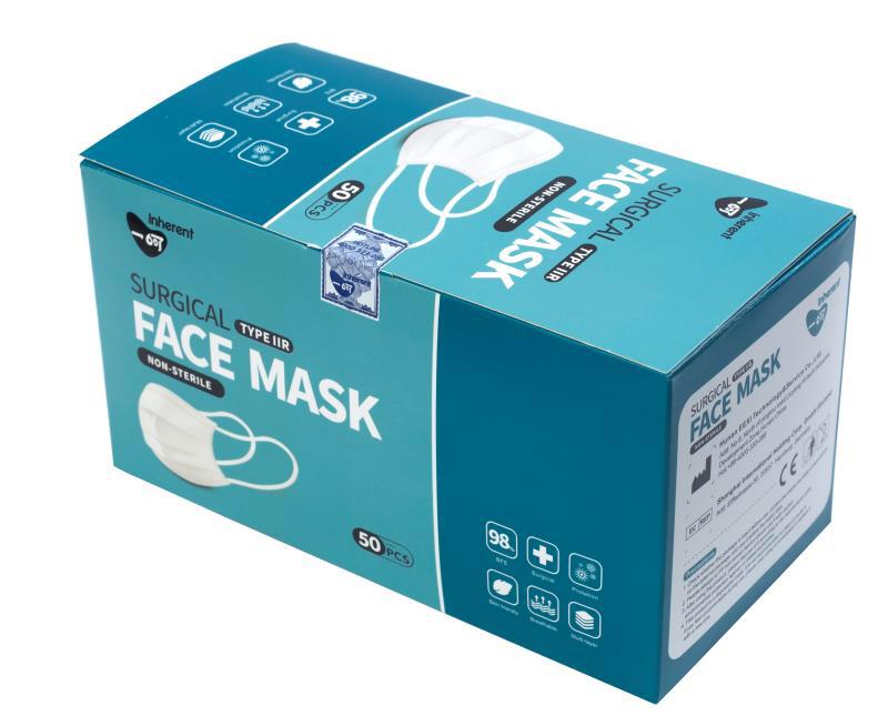 Inherent Surgical Face Masks, Type 11R, Non Sterile, 100 Pieces
