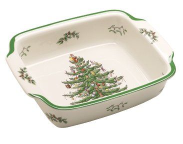 Spode Christmas Tree Rectangular Baking Dish In Box Never Used 10” England