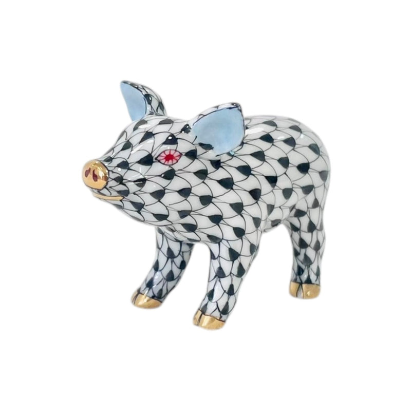 Herend Little Piggy, Standing Fishnet Figurine