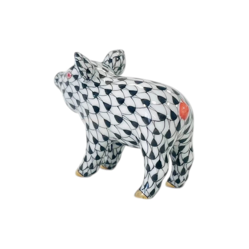 Herend Little Piggy, Standing Fishnet Figurine
