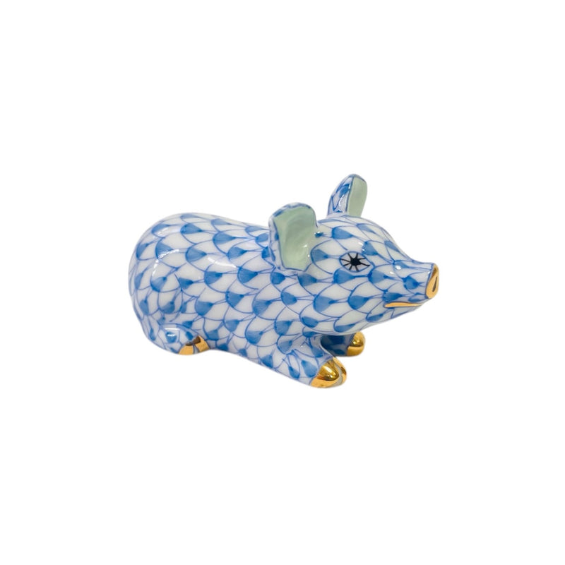 Herend Little Pig, Lying Fishnet Figurine