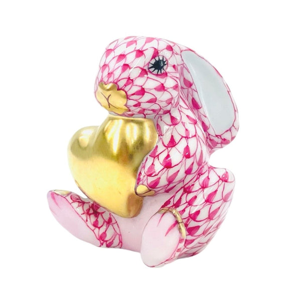 Herend Bunny with Heart Fishnet Figurine