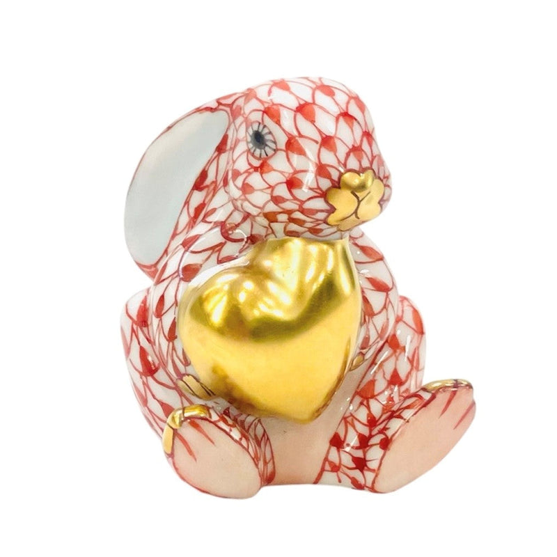 Herend Bunny with Heart Fishnet Figurine