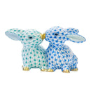 Herend Pair of Bunnies Fishnet Figurine