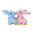 Herend Pair of Bunnies Fishnet Figurine