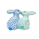 Herend Pair of Bunnies Fishnet Figurine