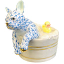 Herend Bulldog in a Bath Tub Fishnet Figurine