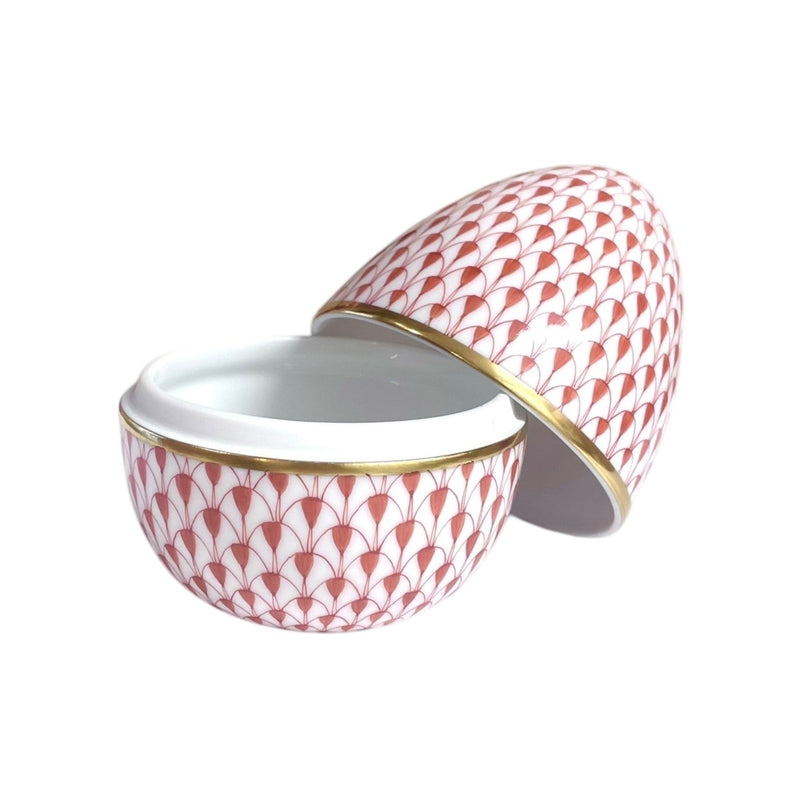 Herend Fishnet Egg-shaped Bonbonniere - Red