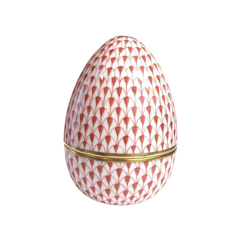 Herend Fishnet Egg-shaped Bonbonniere - Red