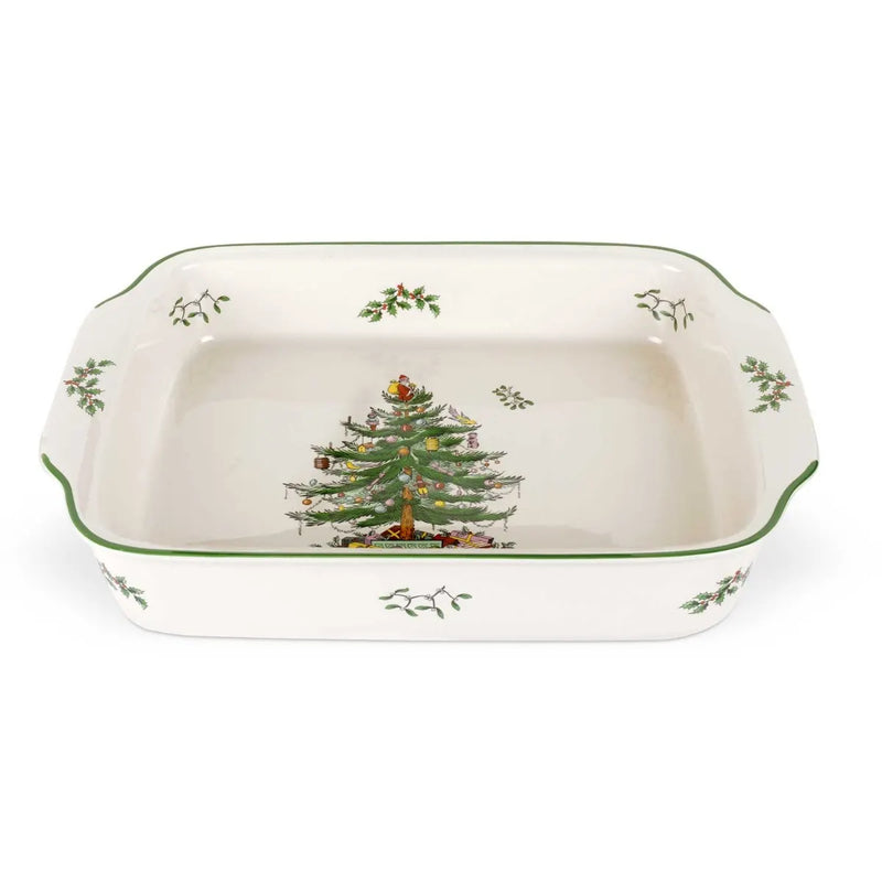 Spode Christmas Tree Rectangular Handled Dish 15 x 11ins
