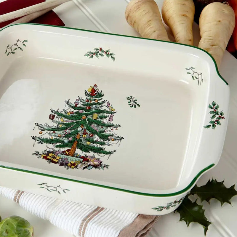 Spode Christmas Tree Rectangular Handled Dish