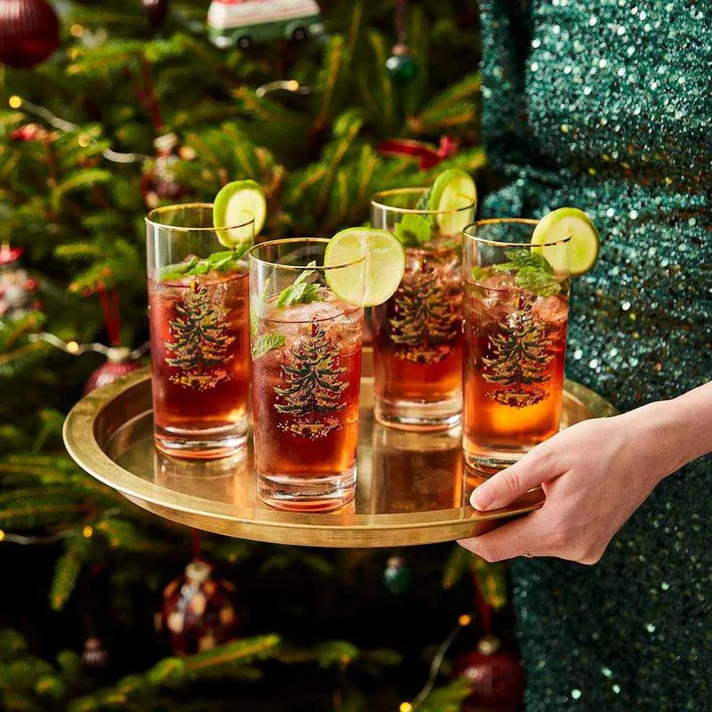 Spode Christmas Tree Highball Glass 15oz Set of 4