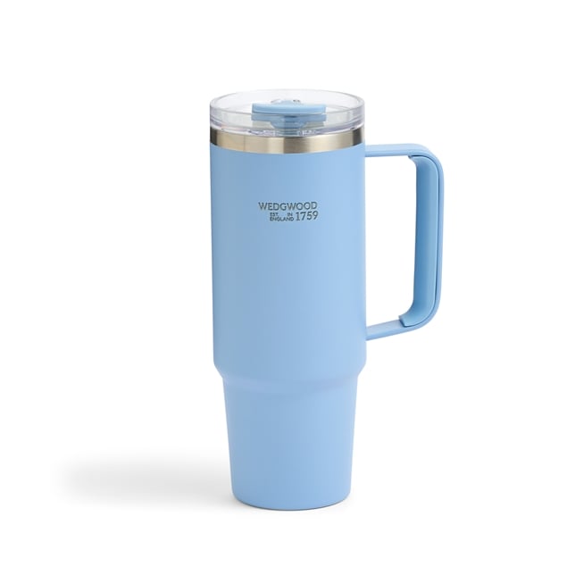 Wedgwood Classic Jasper Blue Tumbler with Straw