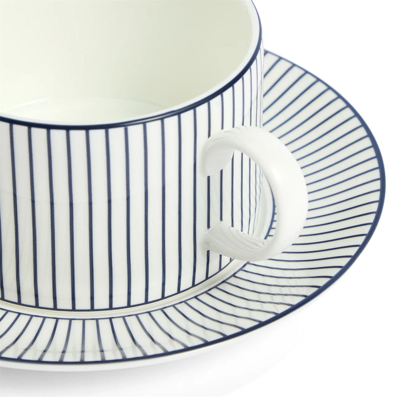 Wedgwood Gio Pinstripe Teacup & Saucer White
