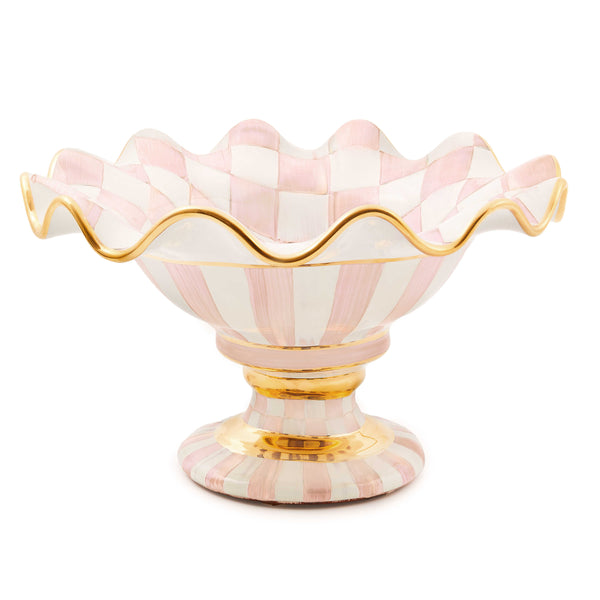 MacKenzie-Childs Rosy Check Ceramic Compote