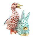 Herend Duckling & Bunny Fishnet Figurine