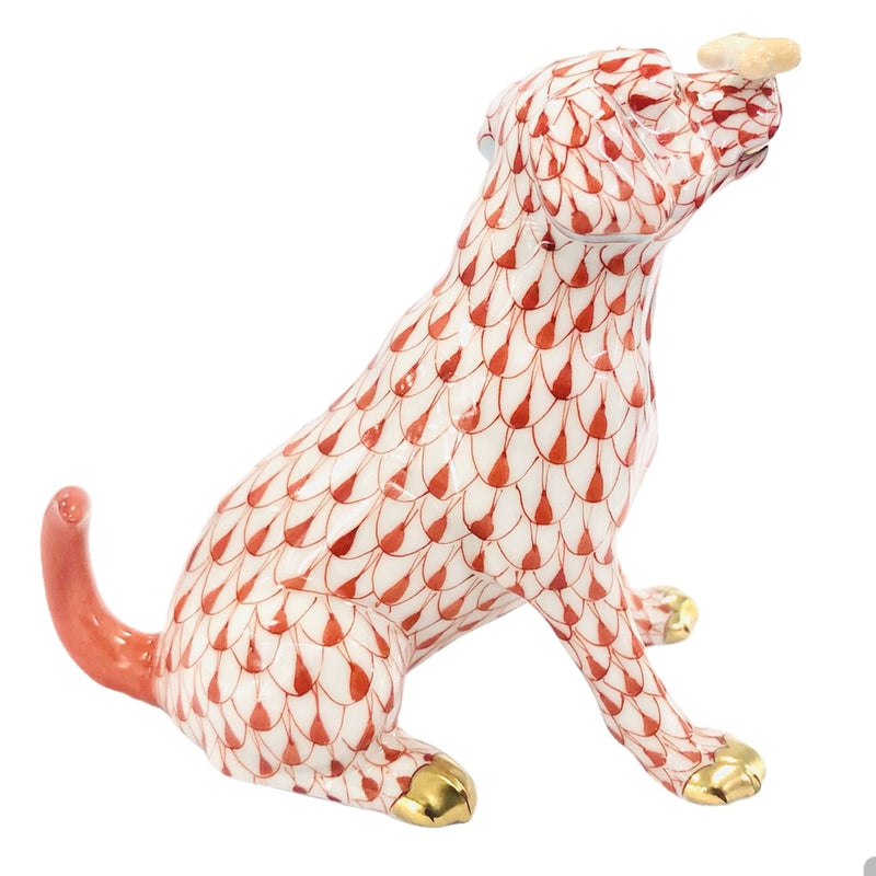Herend Dog, Max with Bone Fishnet Figurine