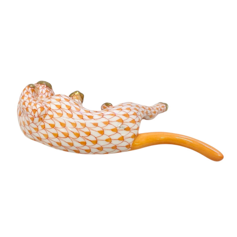 Herend Rolling Cat Fishnet Figurine