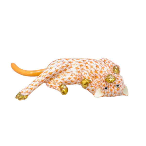 Herend Rolling Cat Fishnet Figurine