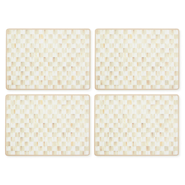 MacKenzie-Childs Mocha Check Cork Back Placemats, Set of 4