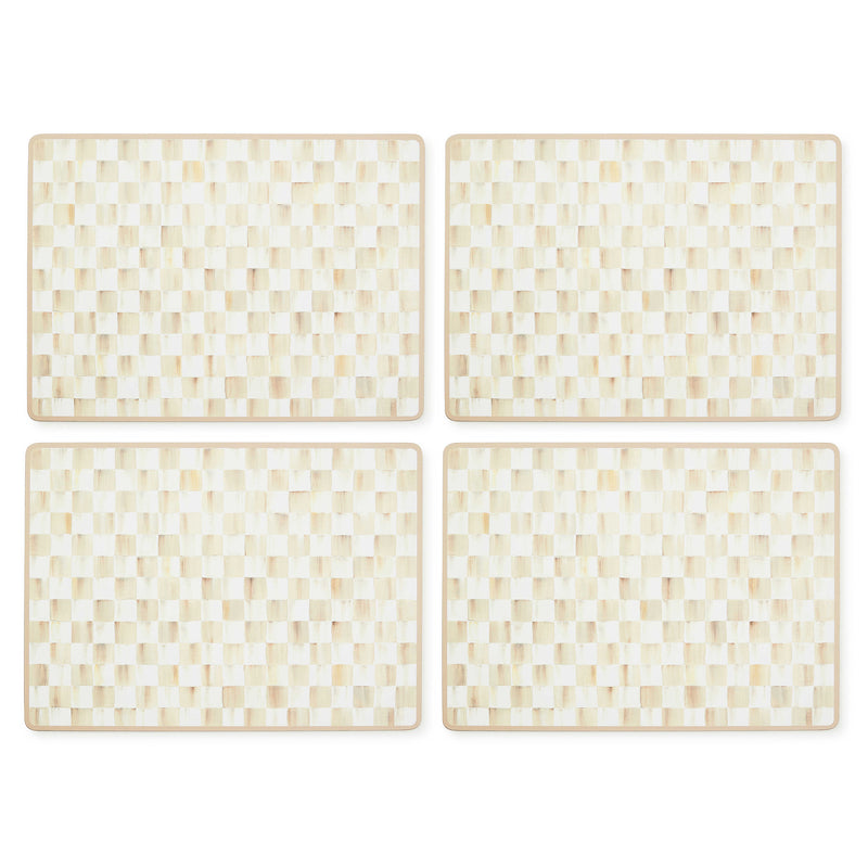 MacKenzie-Childs Mocha Check Cork Back Placemats, Set of 4