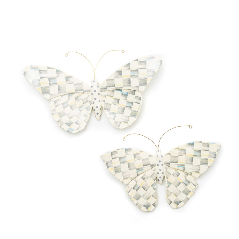 MacKenzie-Childs Sterling Check Butterfly Duo Wall Decor