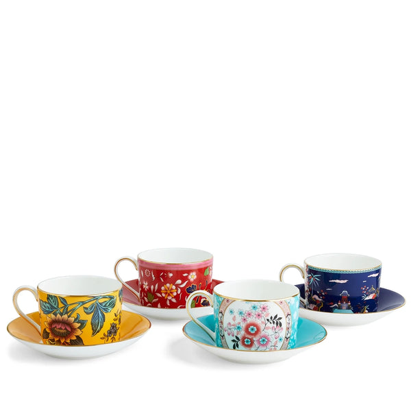 Wedgwood Wonderlust Teacup & Saucer, Set of 4