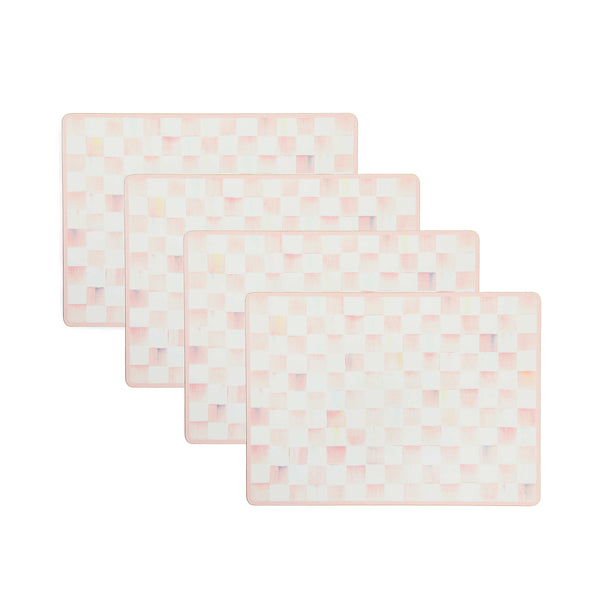 MacKenzie-Childs Rosy Check Cork Back Placemats, Set of 4