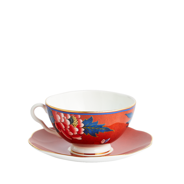 Wedgwood Paeonia Blush Teacup & Saucer Red