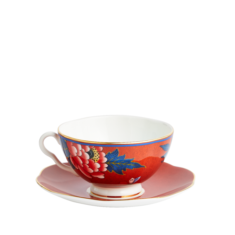 Wedgwood Paeonia Blush Teacup & Saucer Red