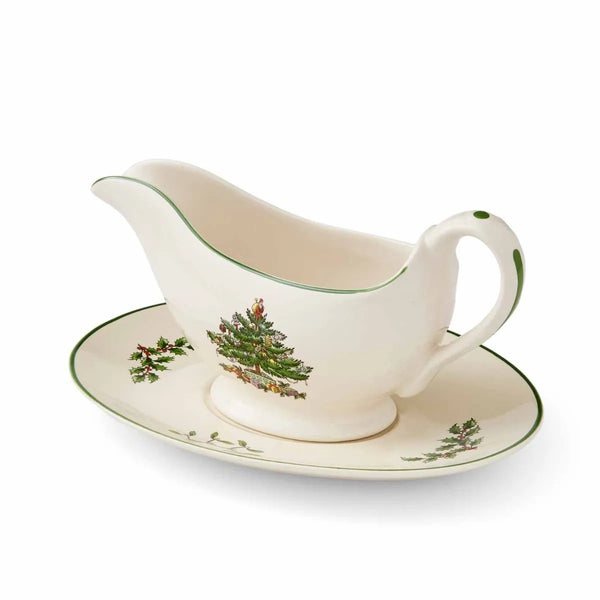 Spode Christmas Tree Sauce Boat and Stand