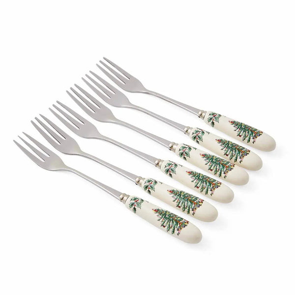 Spode Christmas Tree Pastry Forks Set of 6