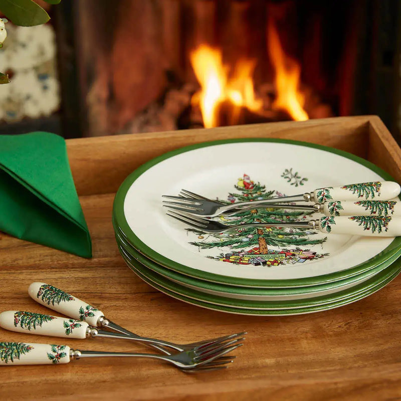 Spode Christmas Tree Pastry Forks Set of 6