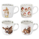 Royal Worcester Wrendale Designs Christmas Gift Set of 4 Mugs