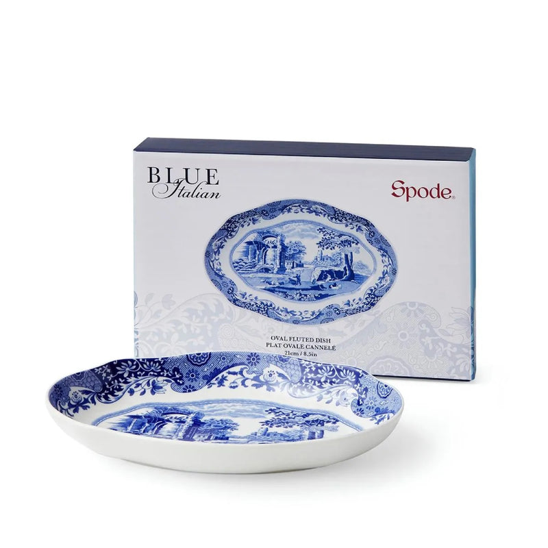 Spode Blue Italian Fluted Oval Dish