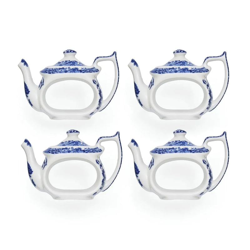 Spode Blue Italian Teapot Napkin Rings, Set of 4