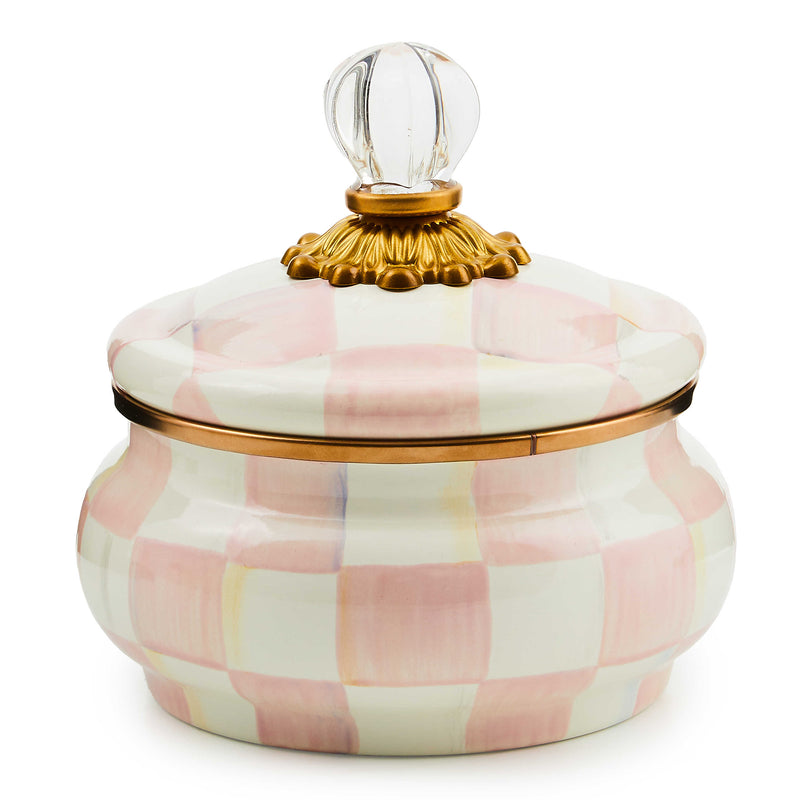 MacKenzie-Childs Rosy Check Enamel Squashed Pot