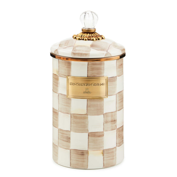 MacKenzie-Childs Mocha Check Canister Large