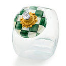 MacKenzie-Childs Emerald Check Cookie Jar with Enamel Lid
