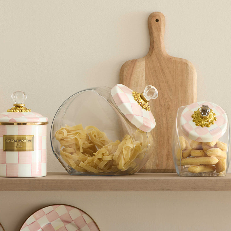 MacKenzie-Childs Rosy Check Cookie Jar with Enamel Lid